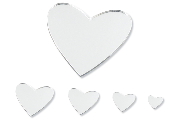Miroirs adhésifs coeurs - 8 pièces