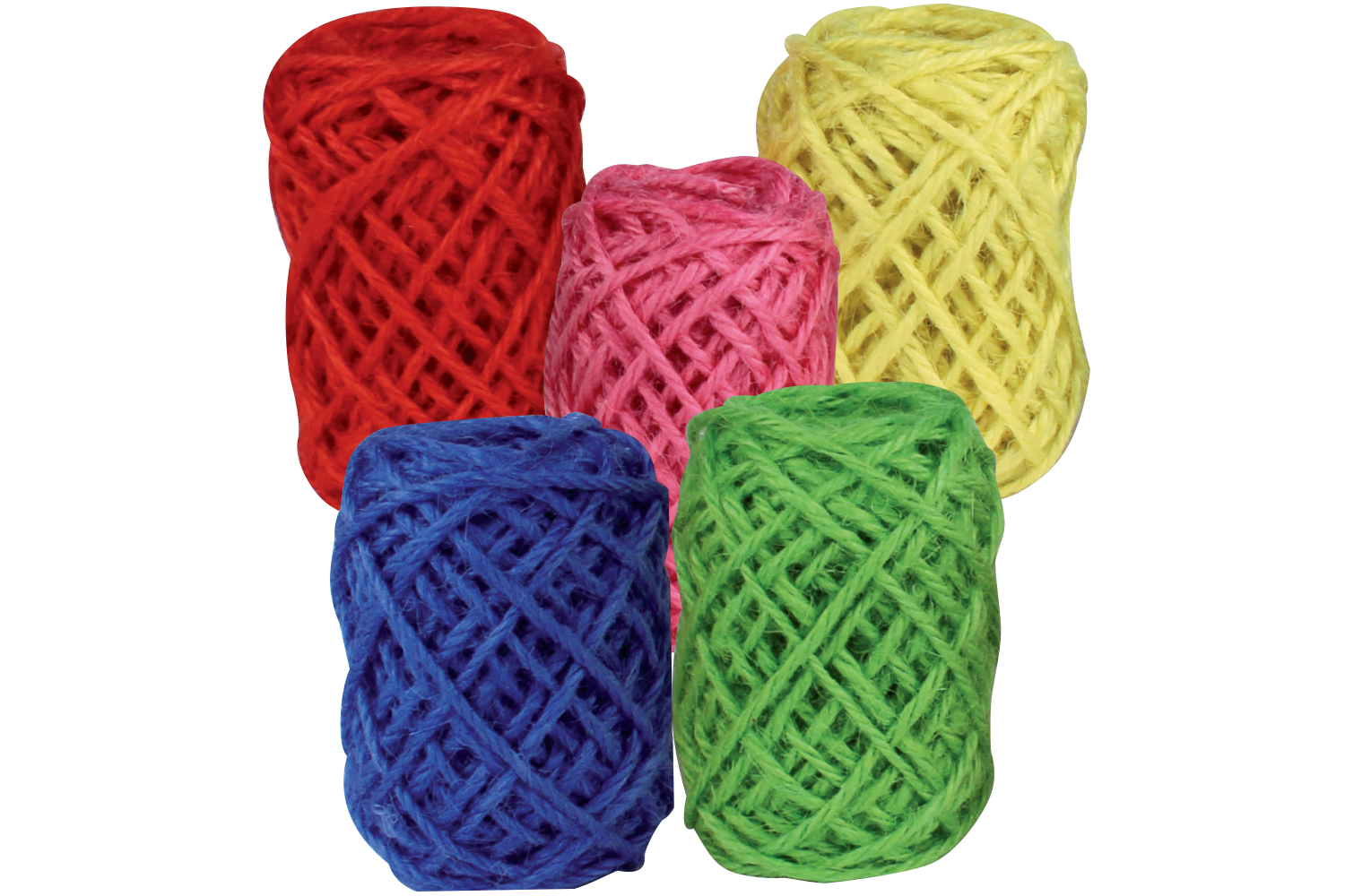 Bobines de jute naturelles - Set de 5 couleurs vives