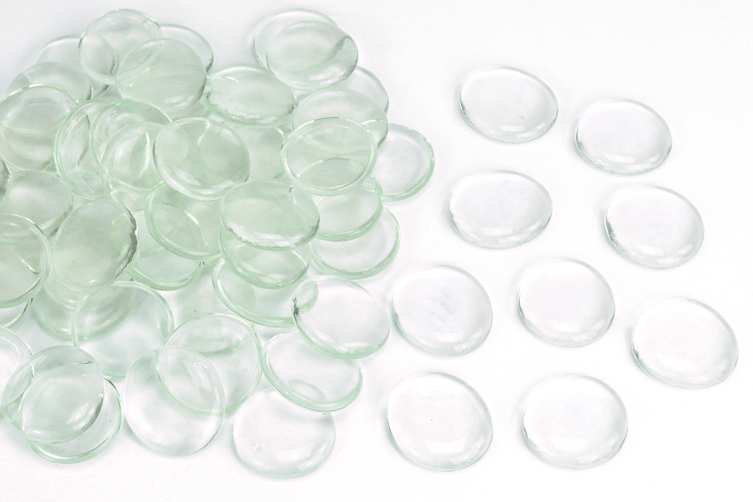 Grands galets en verre transparent - 100 pièces