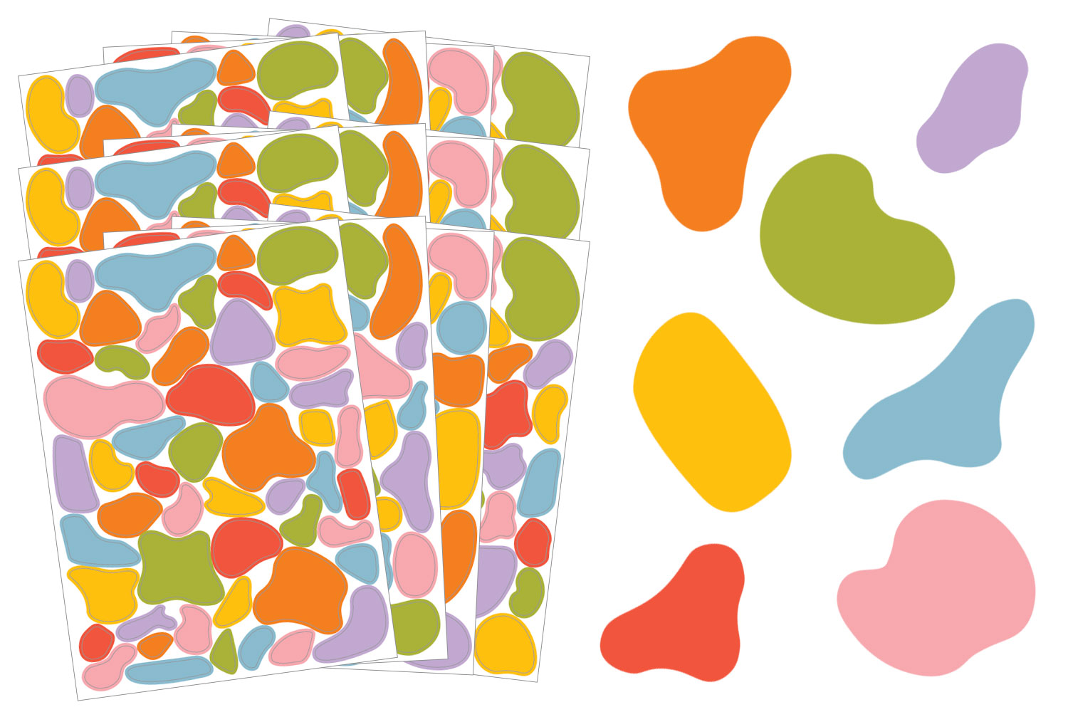 Set de 550 gommettes BLOB pour collages artistiques