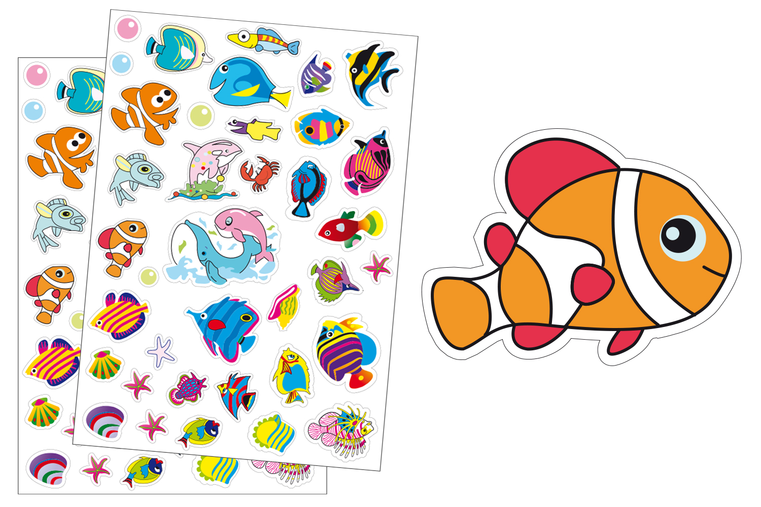Gommettes poissons - 4 planches 