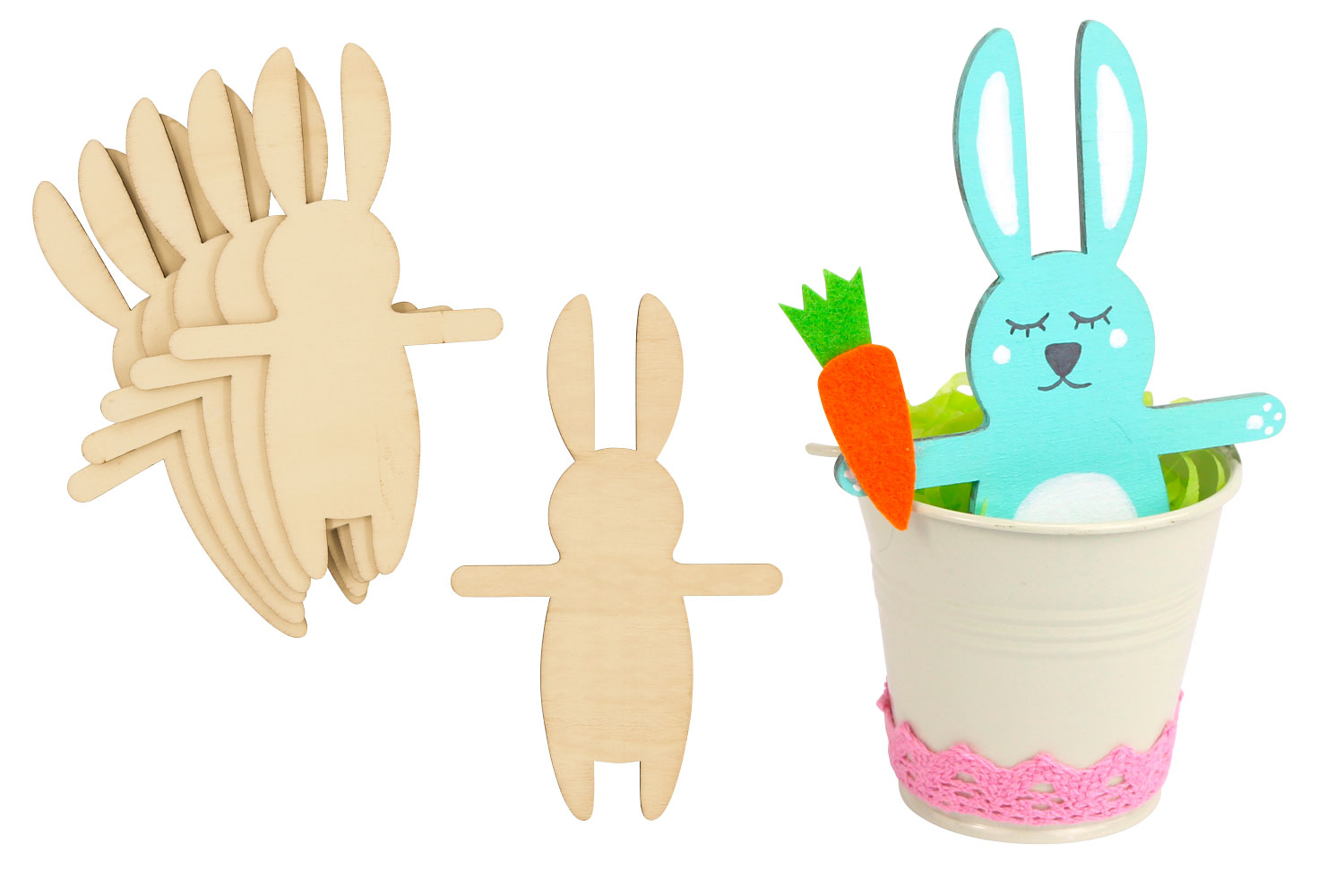 Lapins en bois - Lot de 6