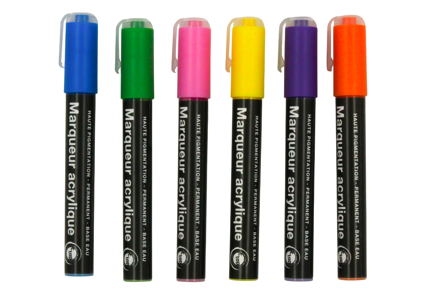 Marqueurs peinture acrylique - 6 couleurs vives assorties