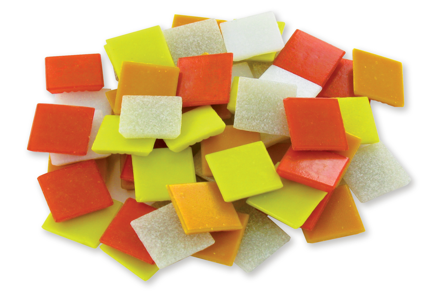 Mosaïques en pâte de verre- Camaïeu orange (70 carrés) - Sachet de 200 gr