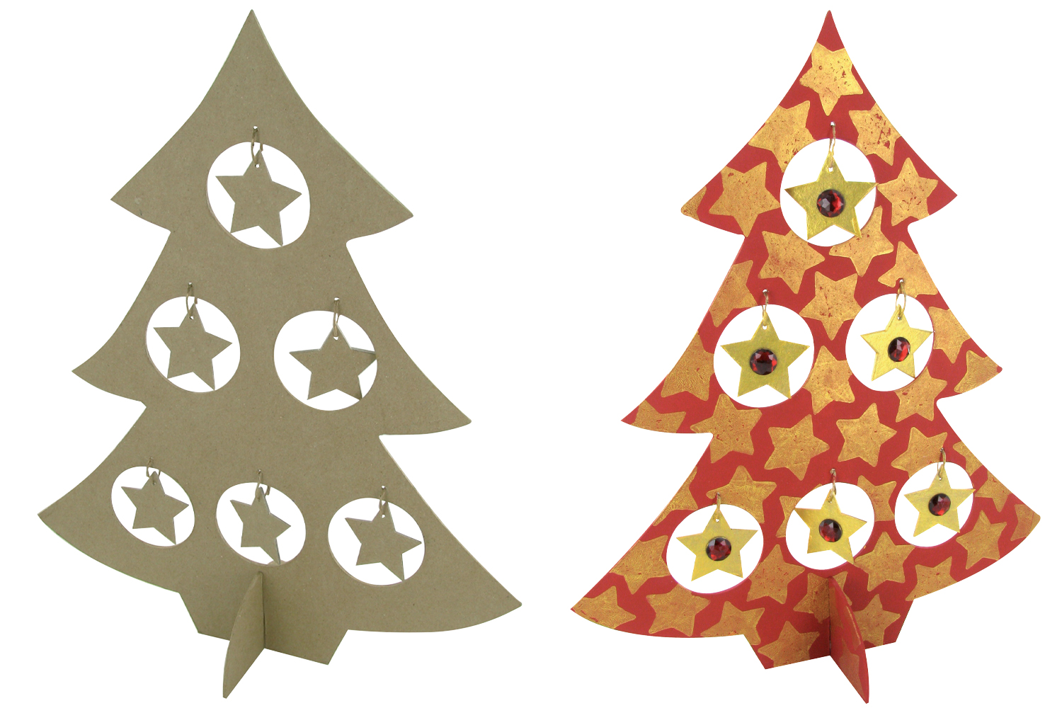 Sapin en carton papier mâché avec étoiles
