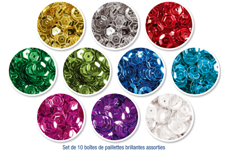 Sequins brillants - Set de 10 boîtes (20000 paillettes)
