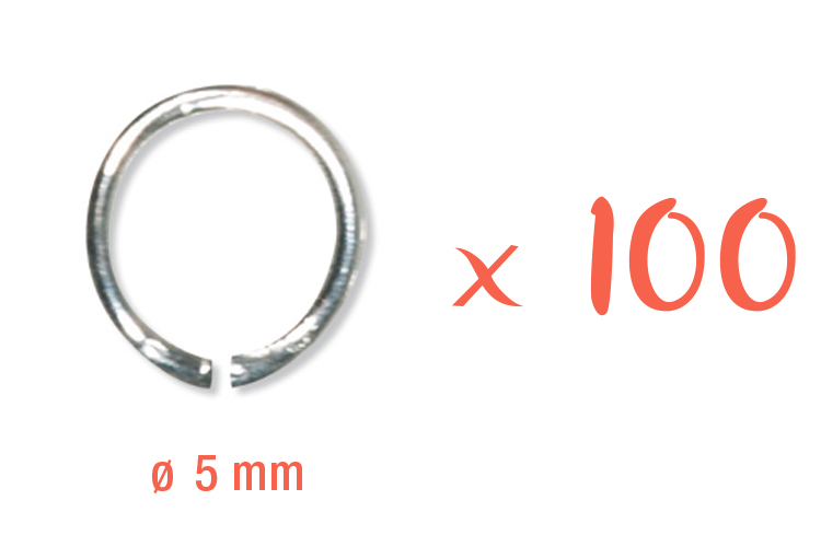 Anneaux ronds argentés Ø 5 mm - 100 pcs