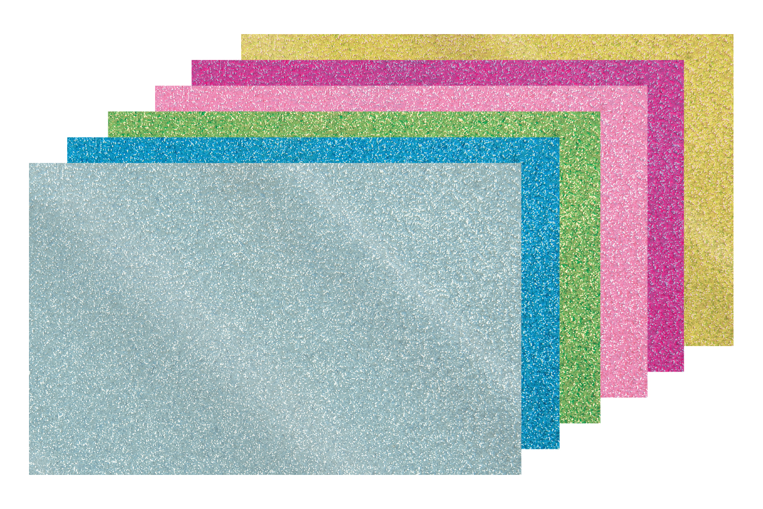  Caoutchouc souple pailleté adhésif  - 6 couleurs  (or + argent + bleu + rose + fuchsia + vert)