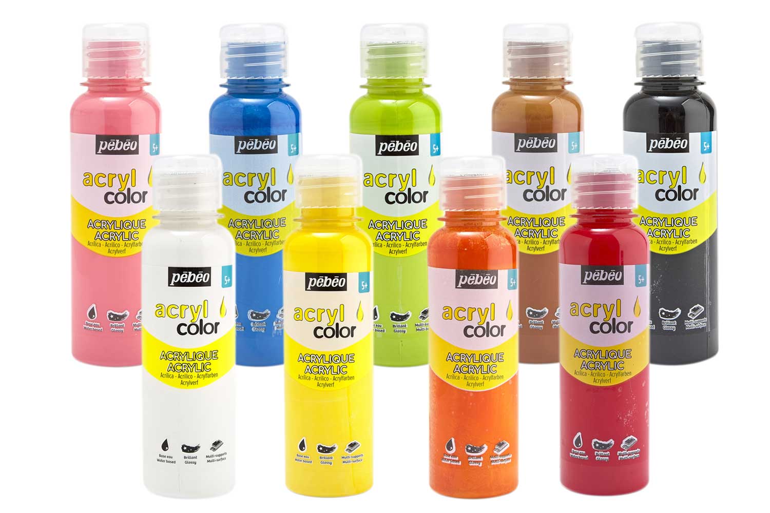 Acrylcolor brillante 150 ml - Set de 9 couleurs 