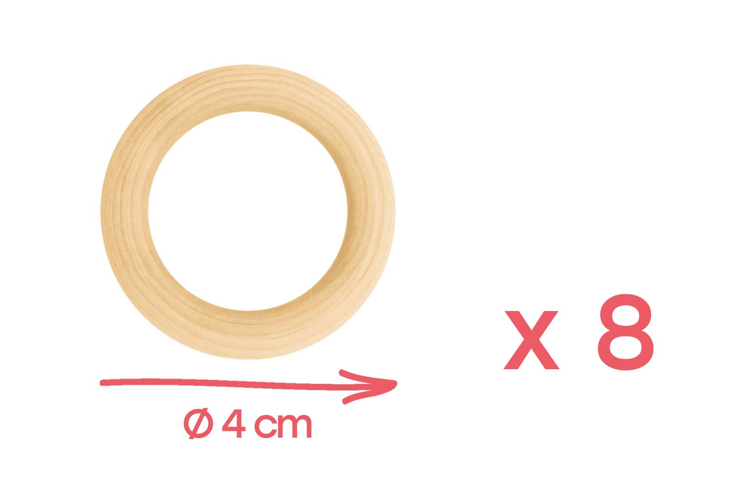 Anneaux en bois Ø 4 cm - 8 pièces