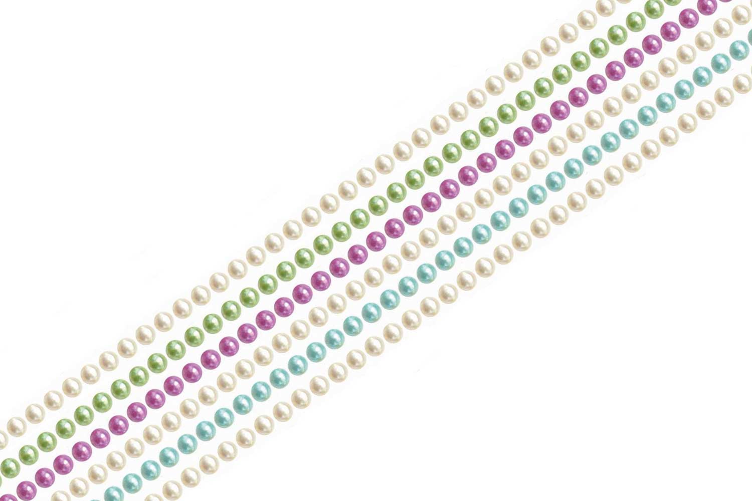 Bande de cabochons nacrés adhésifs - 288 strass