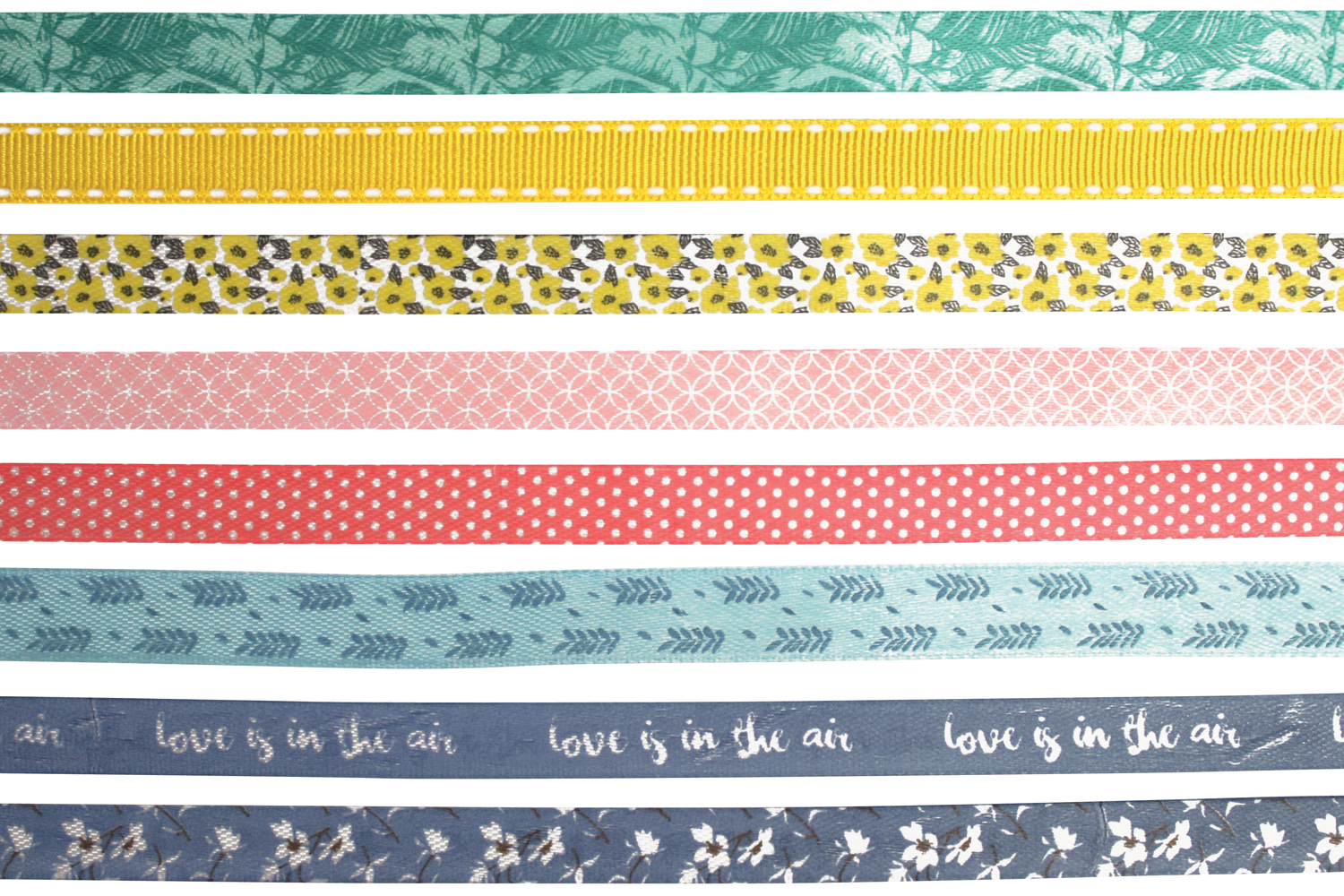 Rubans tissu adhésifs, motifs assortis - 8 bandes