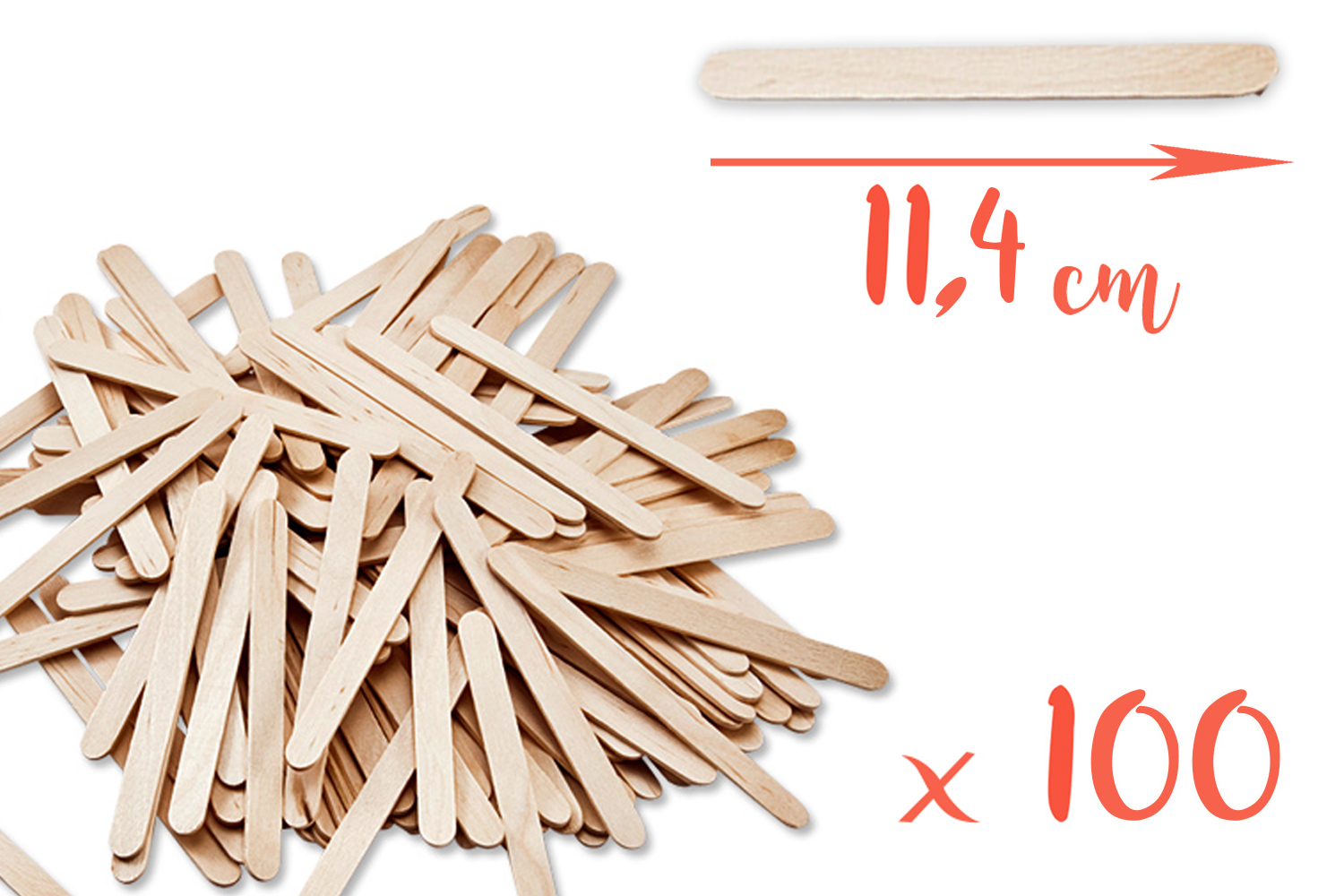 Bâtons d'esquimaux en bois (11,4 cm) - 100 pièces
