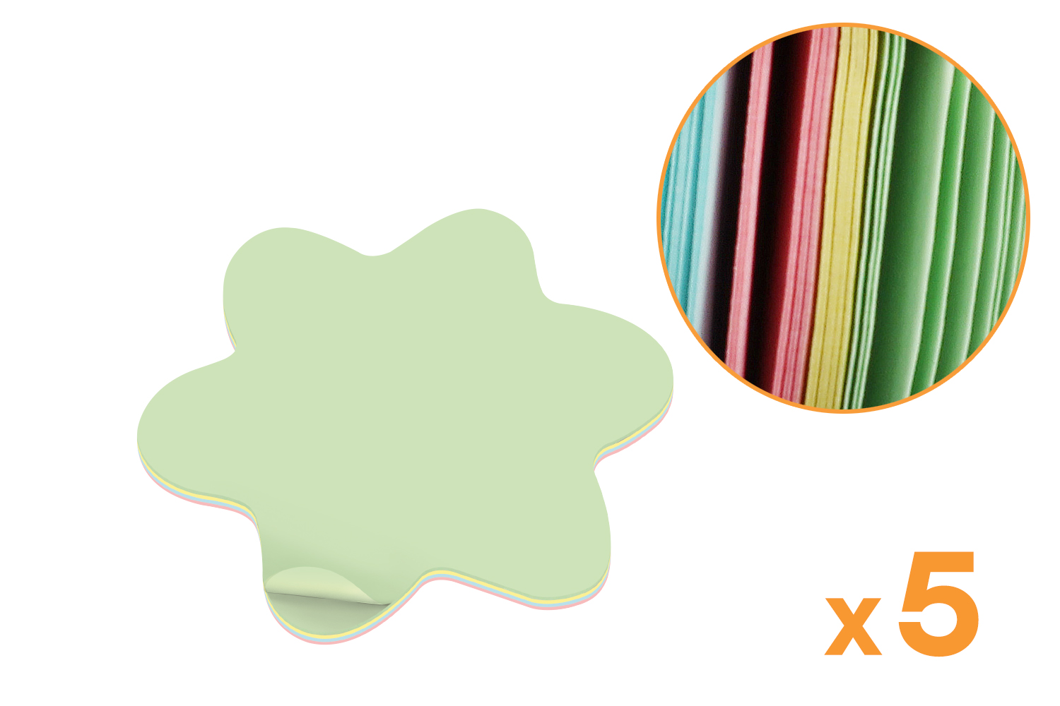 Blocs-notes repositionnables fleur - Lot de 5