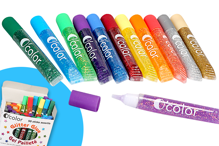 Stylos colle à paillettes 10 ml (12 couleurs) - 50 pièces