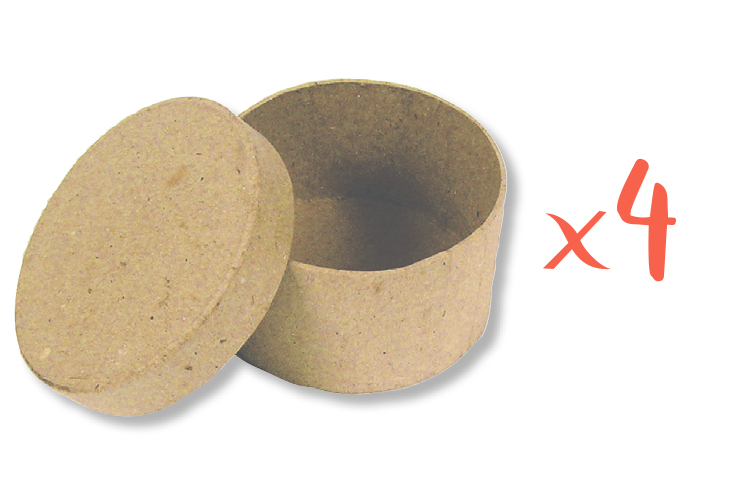 Boîtes rondes  Ø 8 cm - H : 3,5 cm - Lot de 4