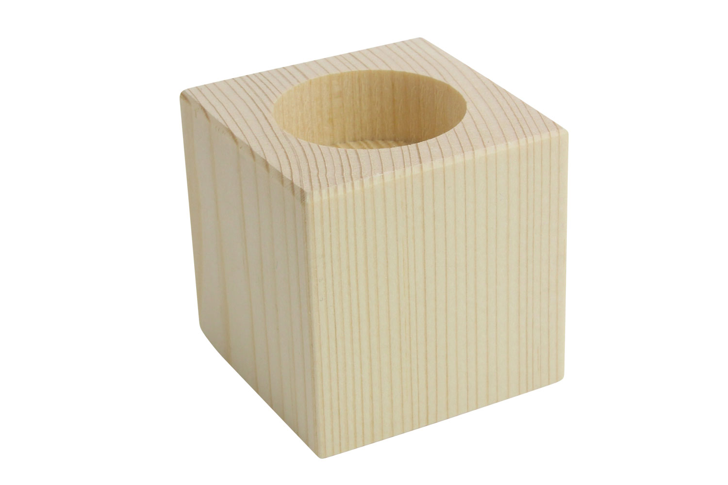 Bougeoir cubique en bois