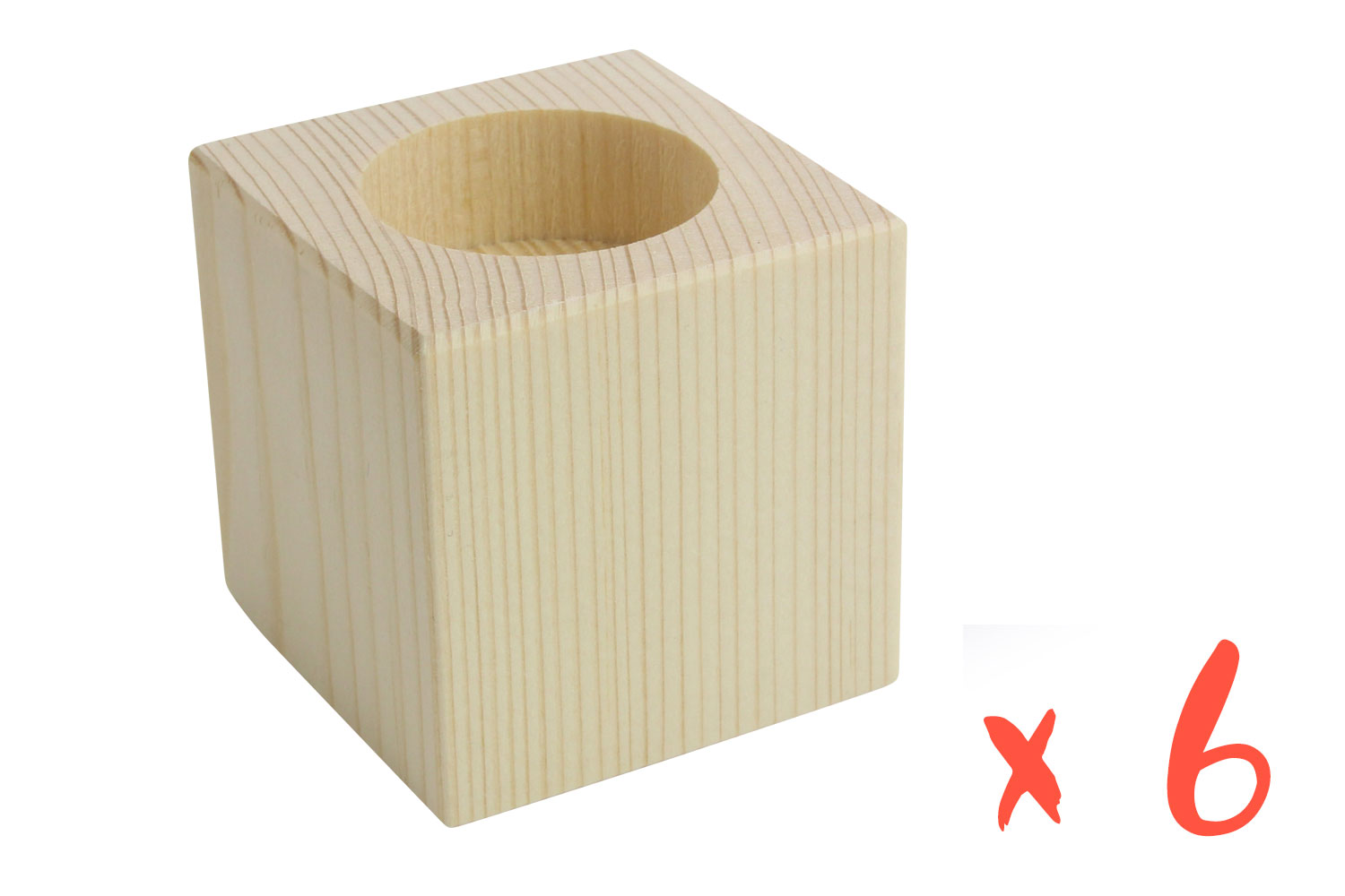Bougeoirs cubique en bois - 6 pièces