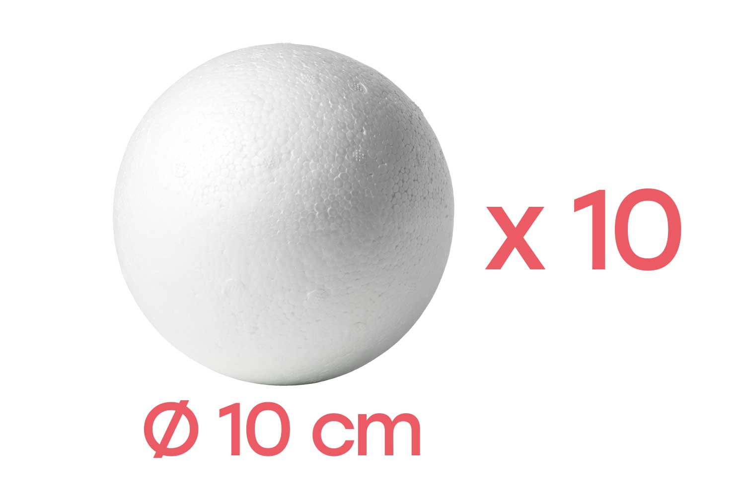 Boules en polystyrène Ø 10 cm -  10 pièces