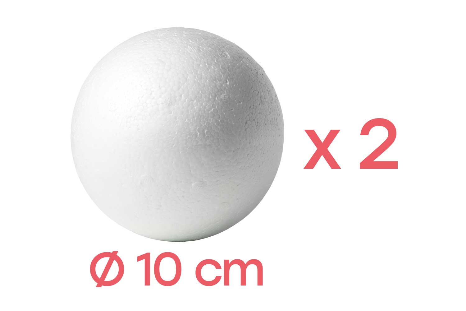 Boules en polystyrène Ø 10 cm -  2 pièces