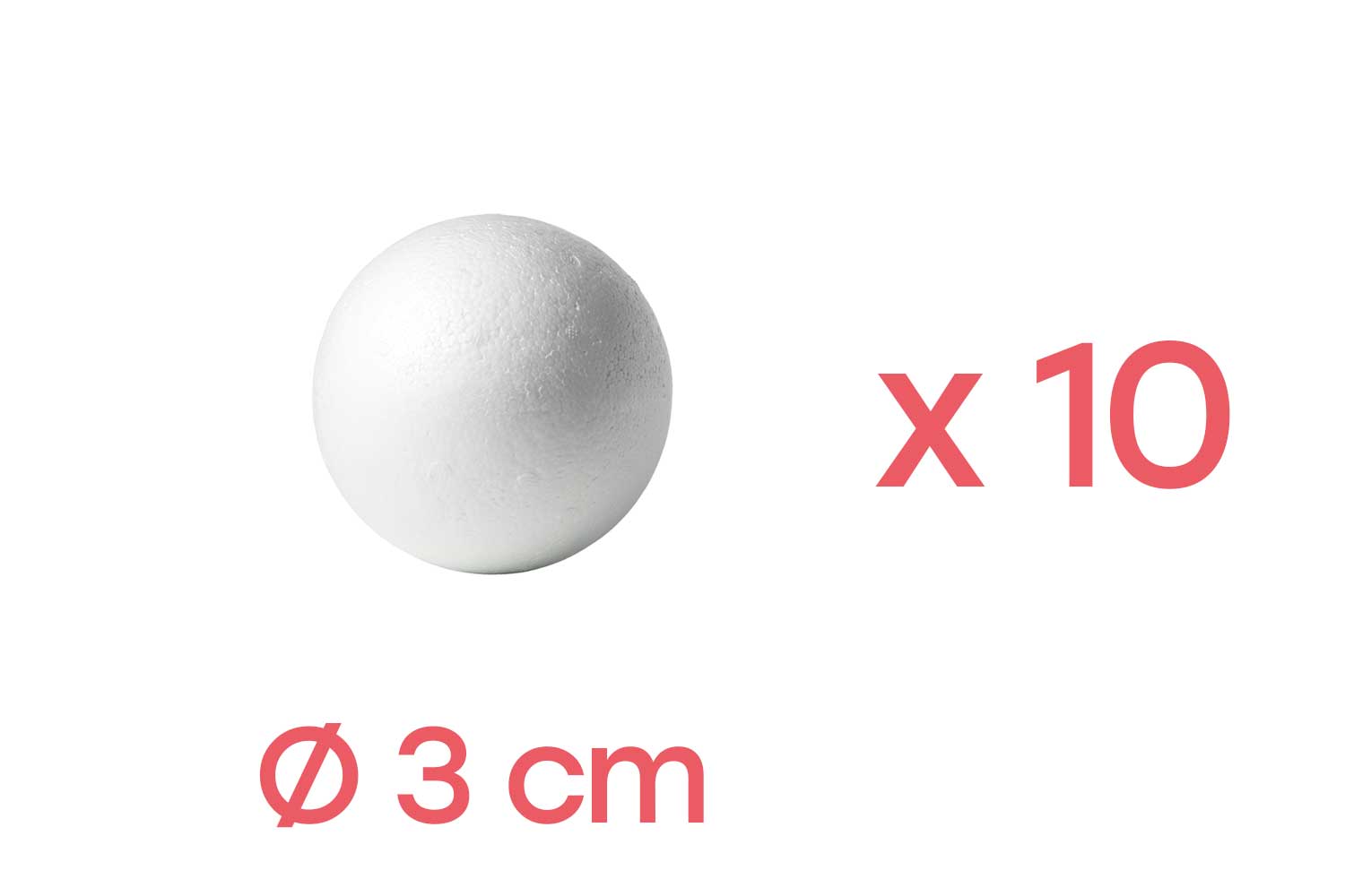 Boules en polystyrène Ø 3 cm - 10 pièces