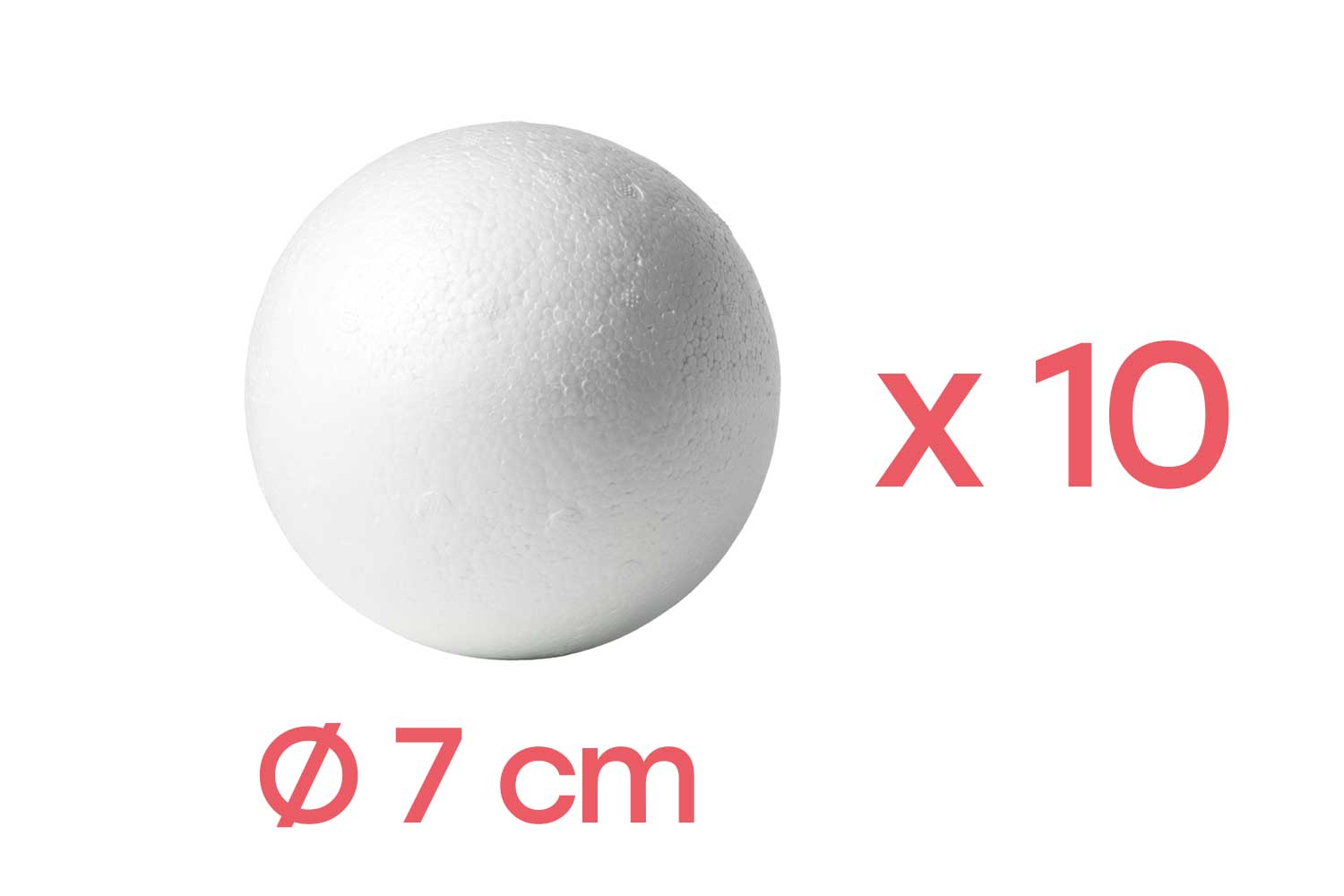 Boules en polystyrène Ø 7 cm - 10 pièces