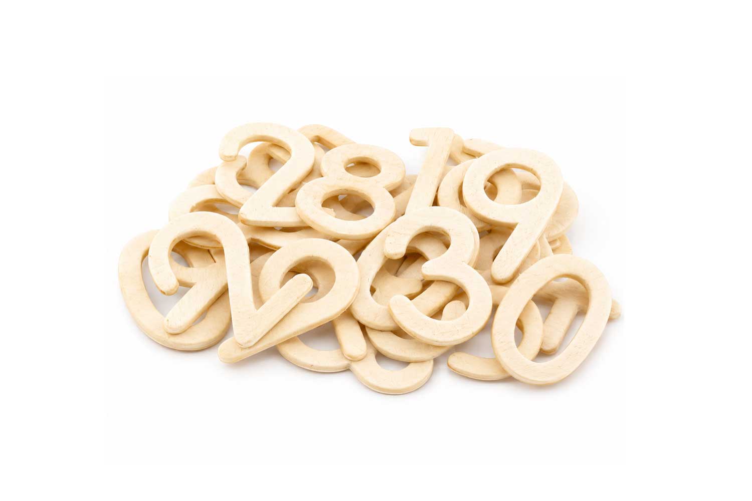 Chiffres en bois naturel - 30 pièces