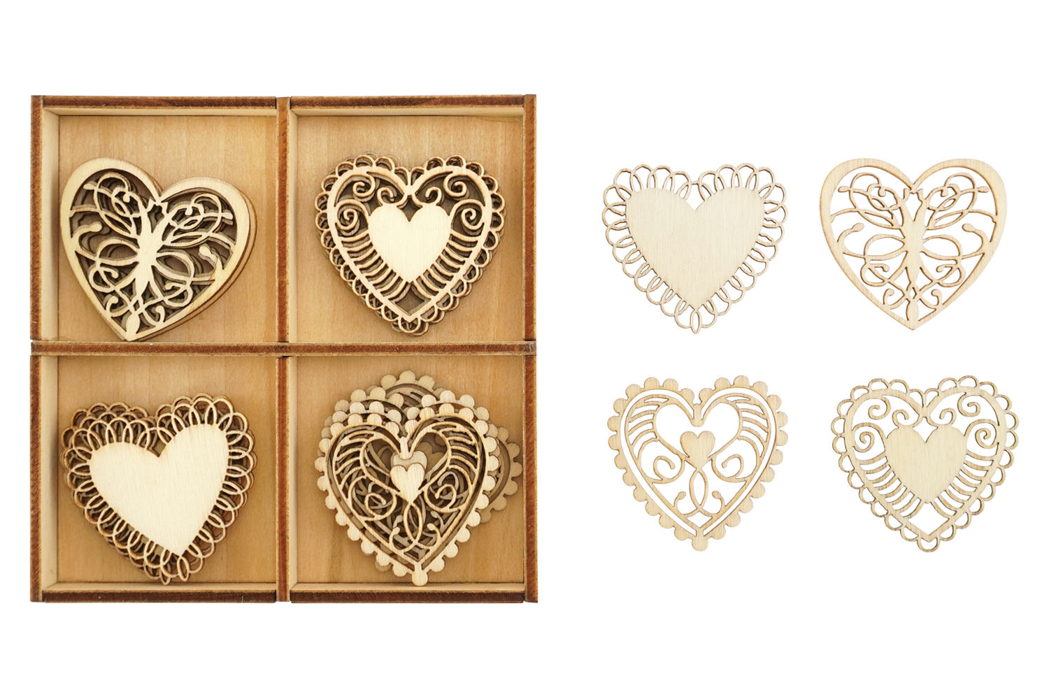 Coeurs en bois - 20 pièces