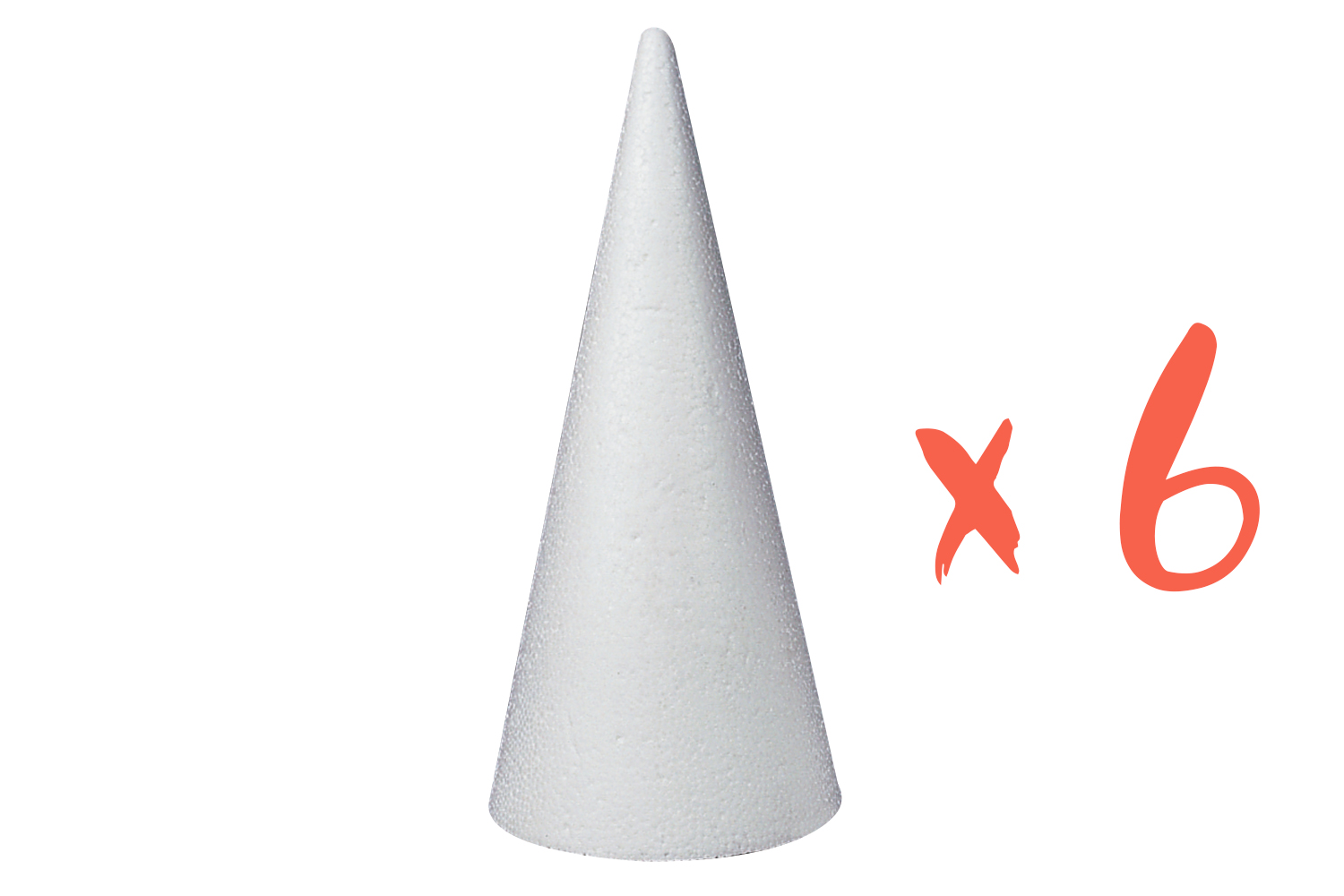 Cône en polystyrène 25 cm x Ø 10 cm - 6 pièces