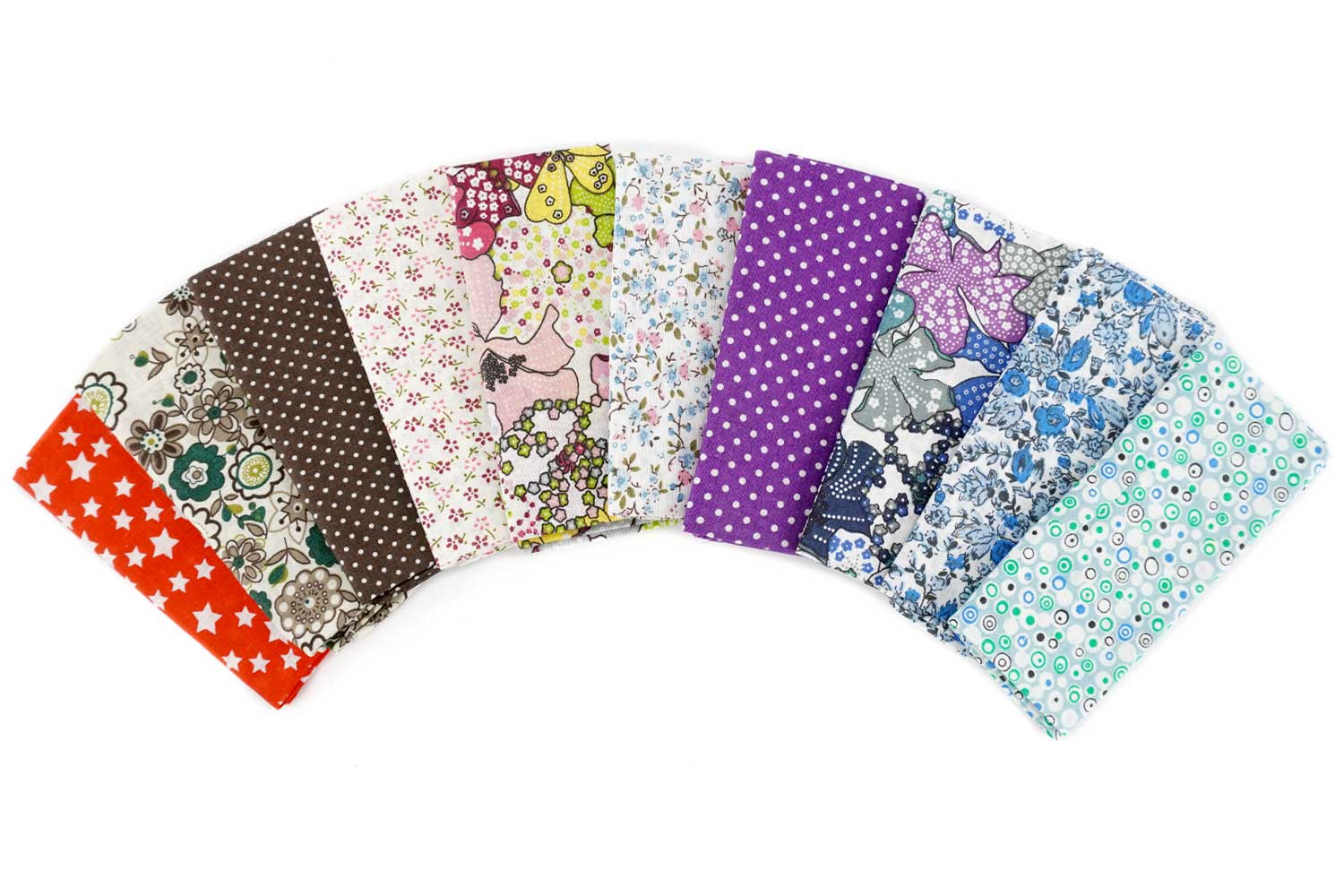 Coupons de tissu en coton imprimé (43 x 53 cm) - 10 motifs assortis