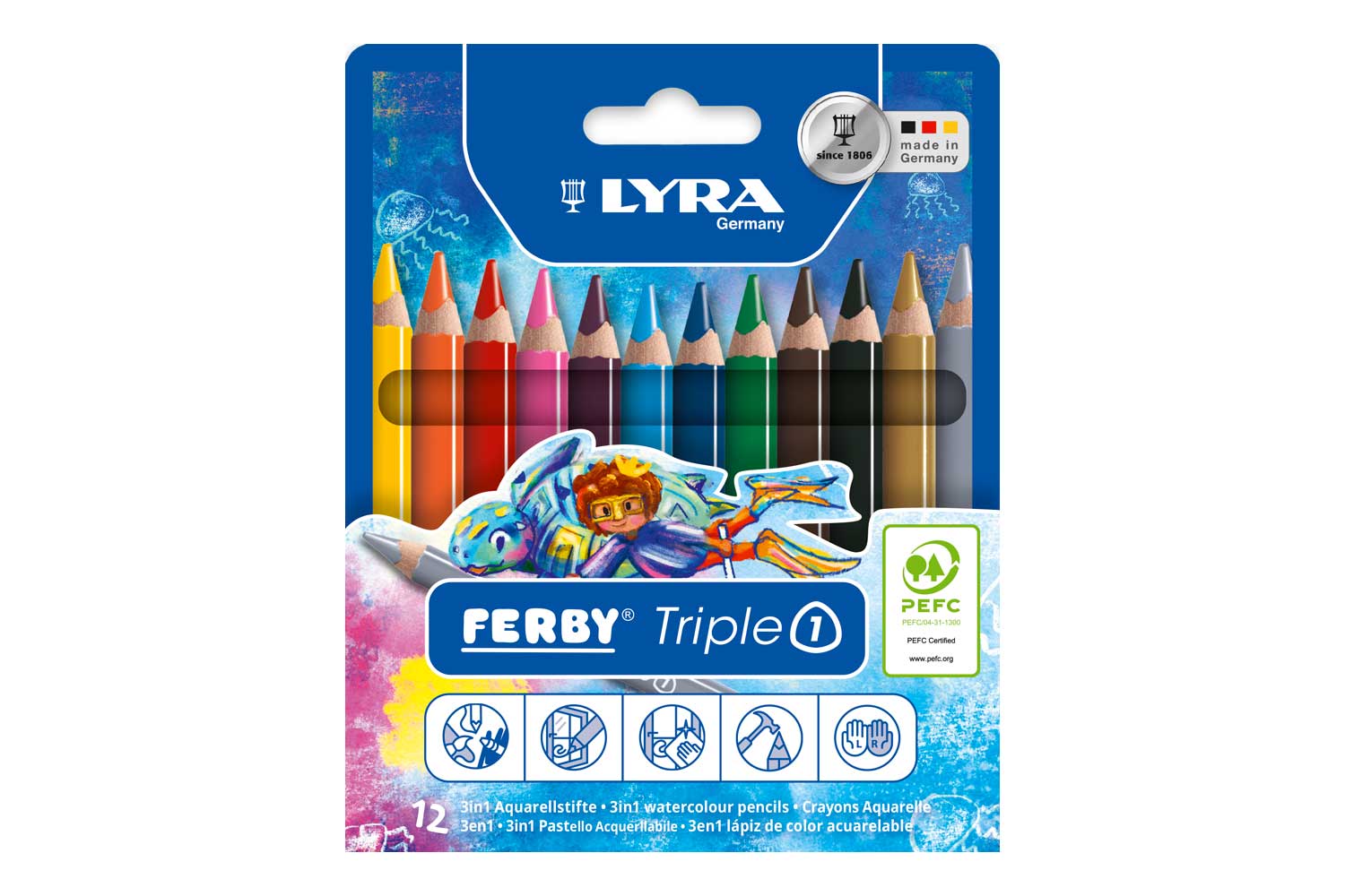 Crayons de couleur Triple-One - 12 crayons