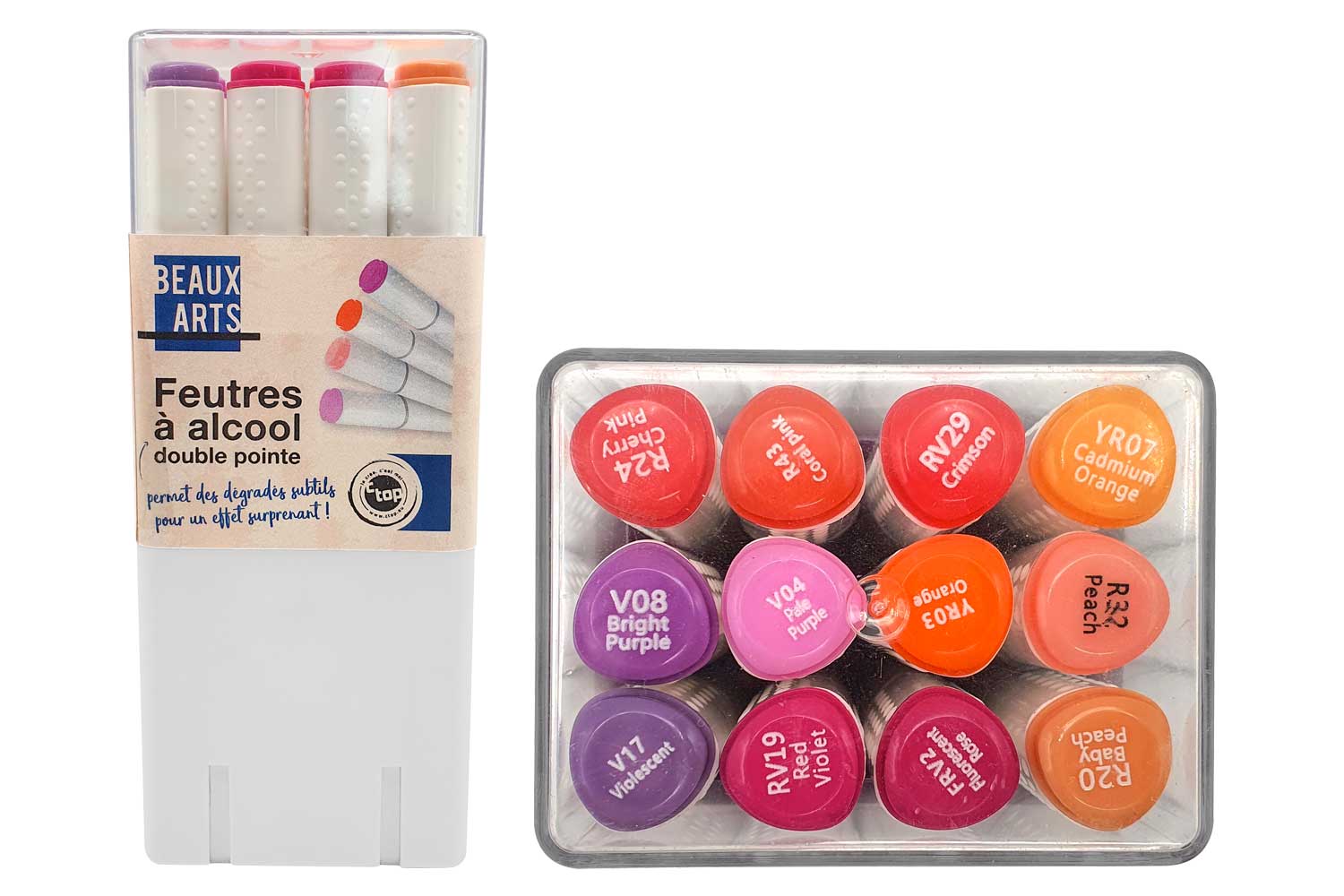 Feutres à alcool, Couleurs tons rose - 12 pcs