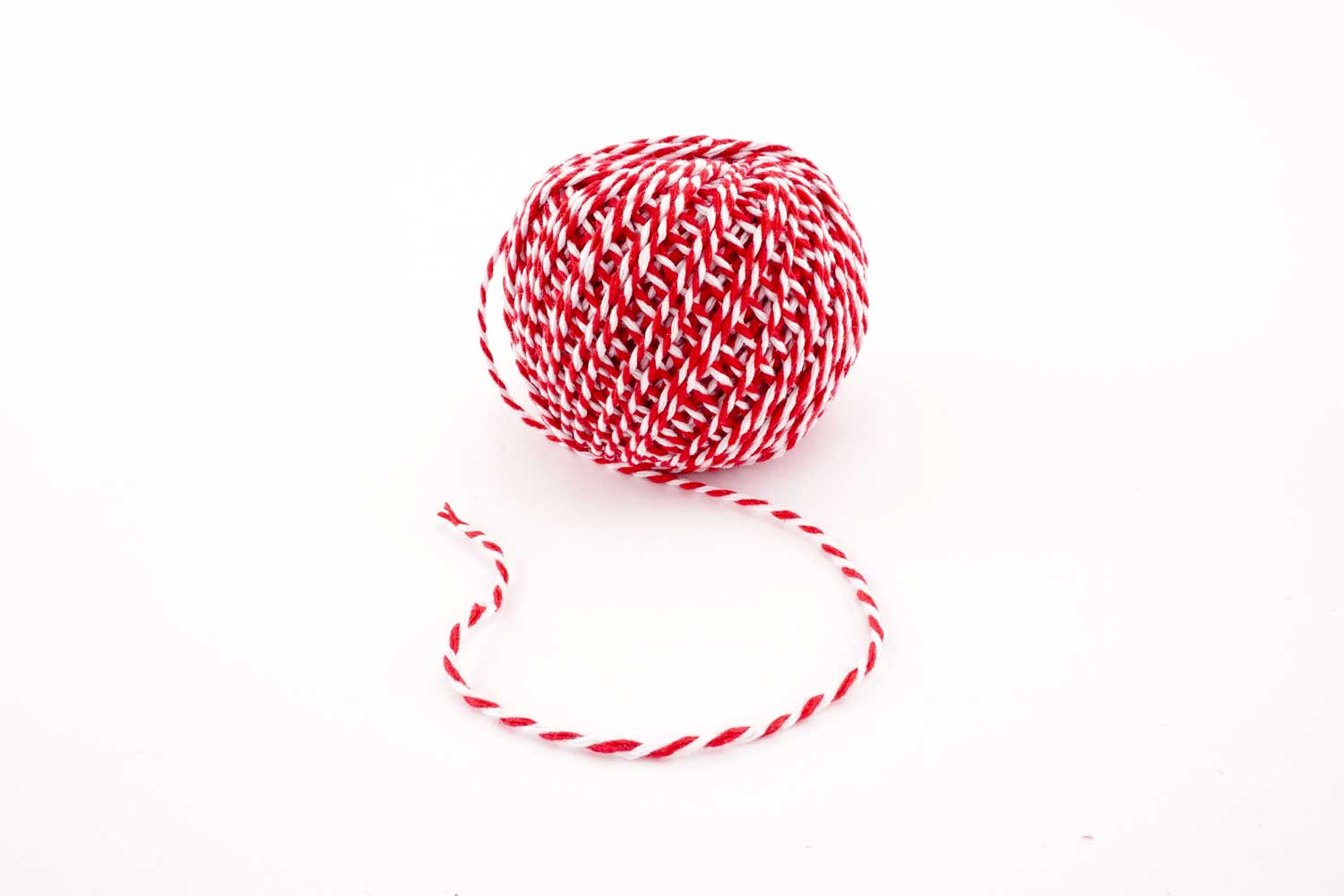 Ficelle coton bicolore rouge et blanc - 70 m
