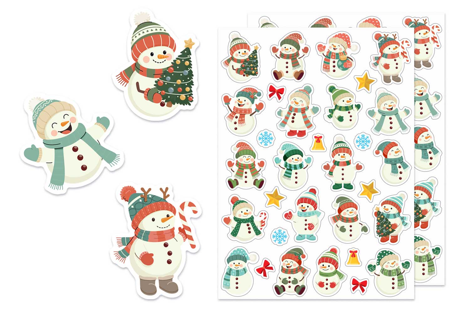 Gommettes bonhommes de neige - 1 set (2 planches)