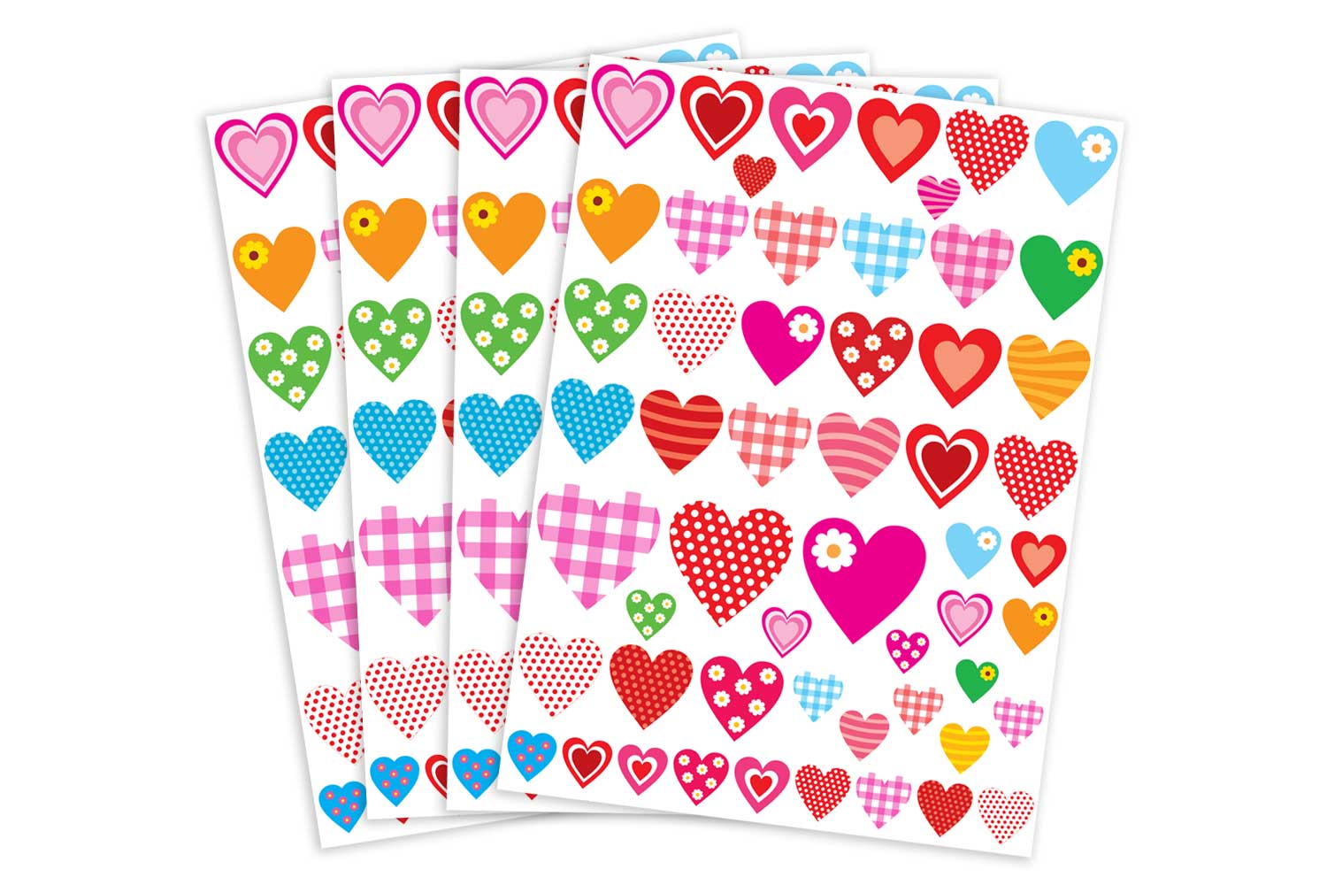 Gommettes coeurs fantaisie - 216 gommettes