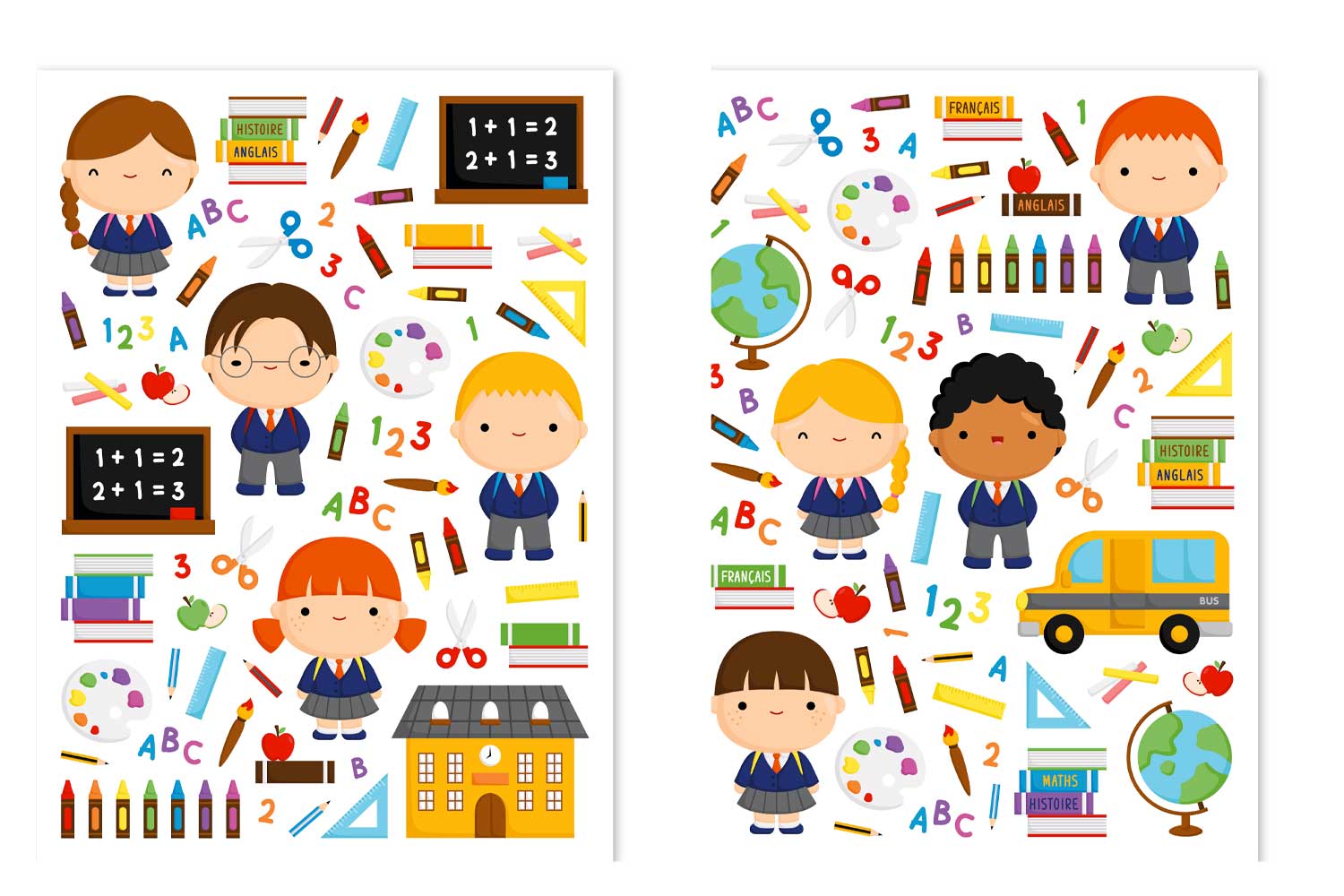 Gommettes école - 1 set (2 planches)
