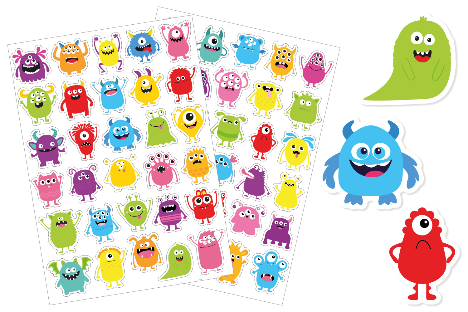 Gommettes monstres rigolos - 1 set (2 planches)