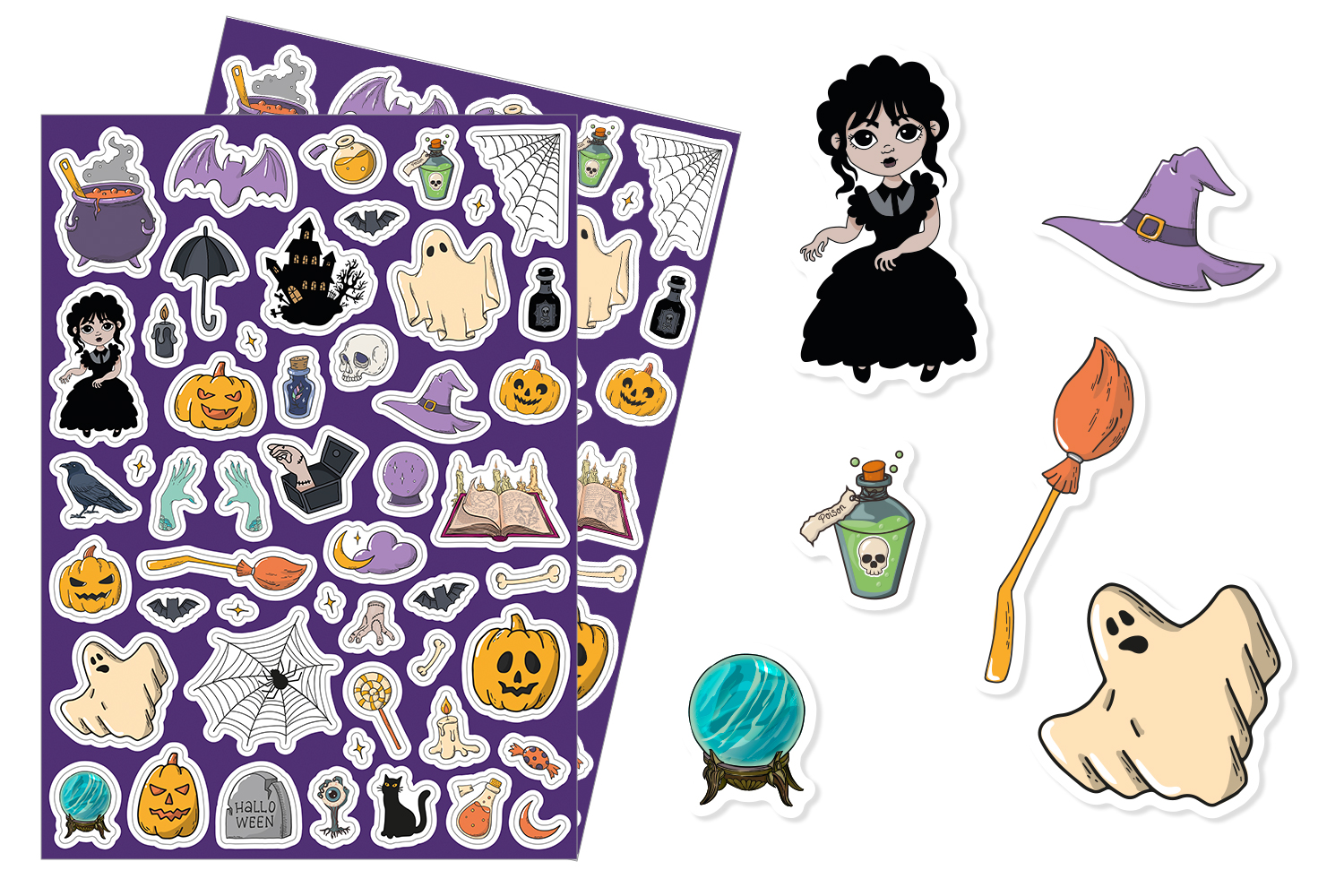 Gommettes “Sorcières et magie” - 1 set (50 gommettes)