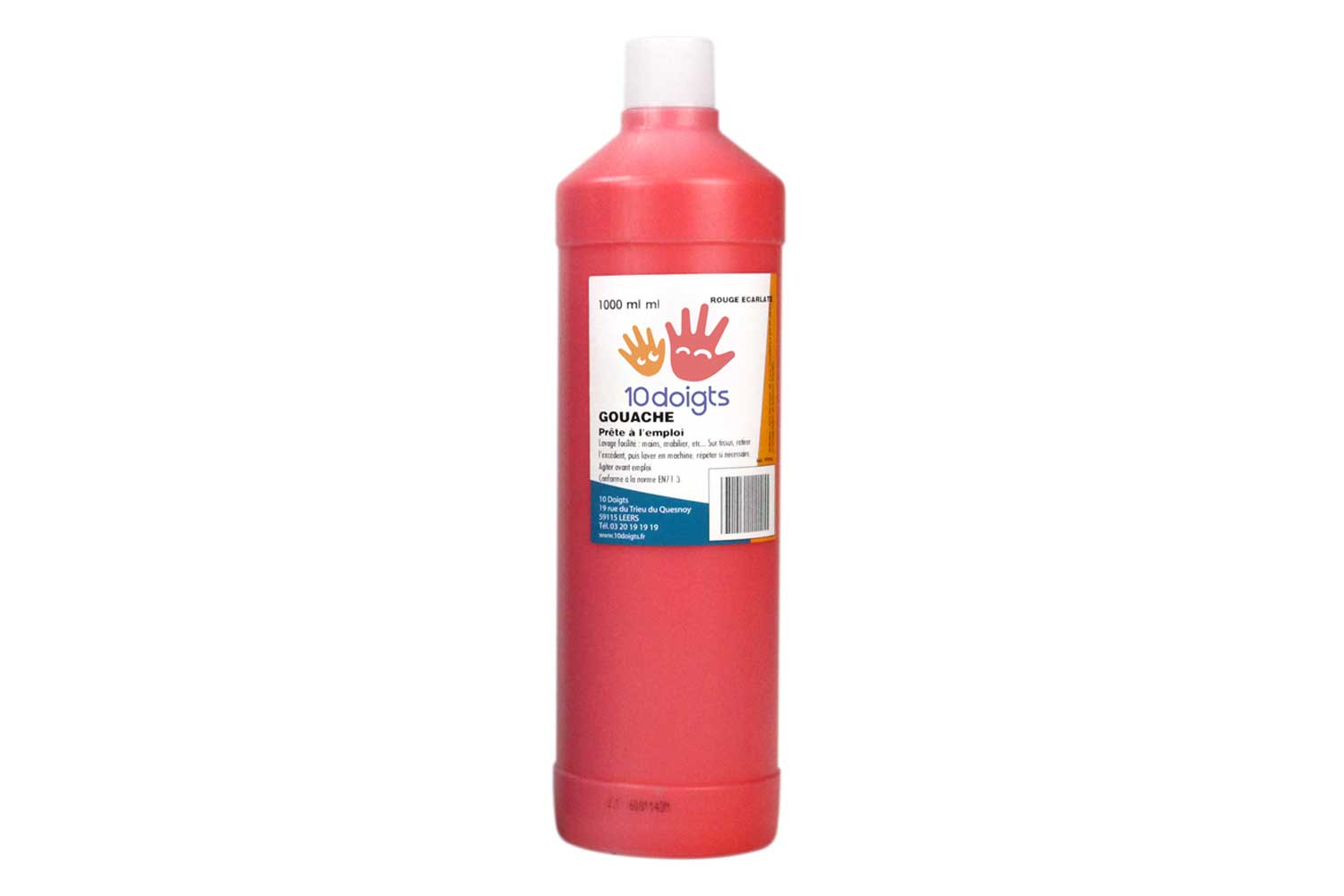 Gouache 10 DOIGTS 1 litre rouge écarlate (vrai rouge)