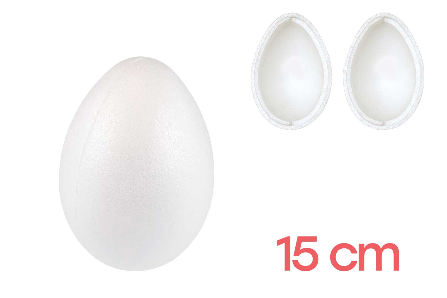 Gros oeuf polystyrène en 2 parties Ø 11 cm - Hauteur : 15 cm