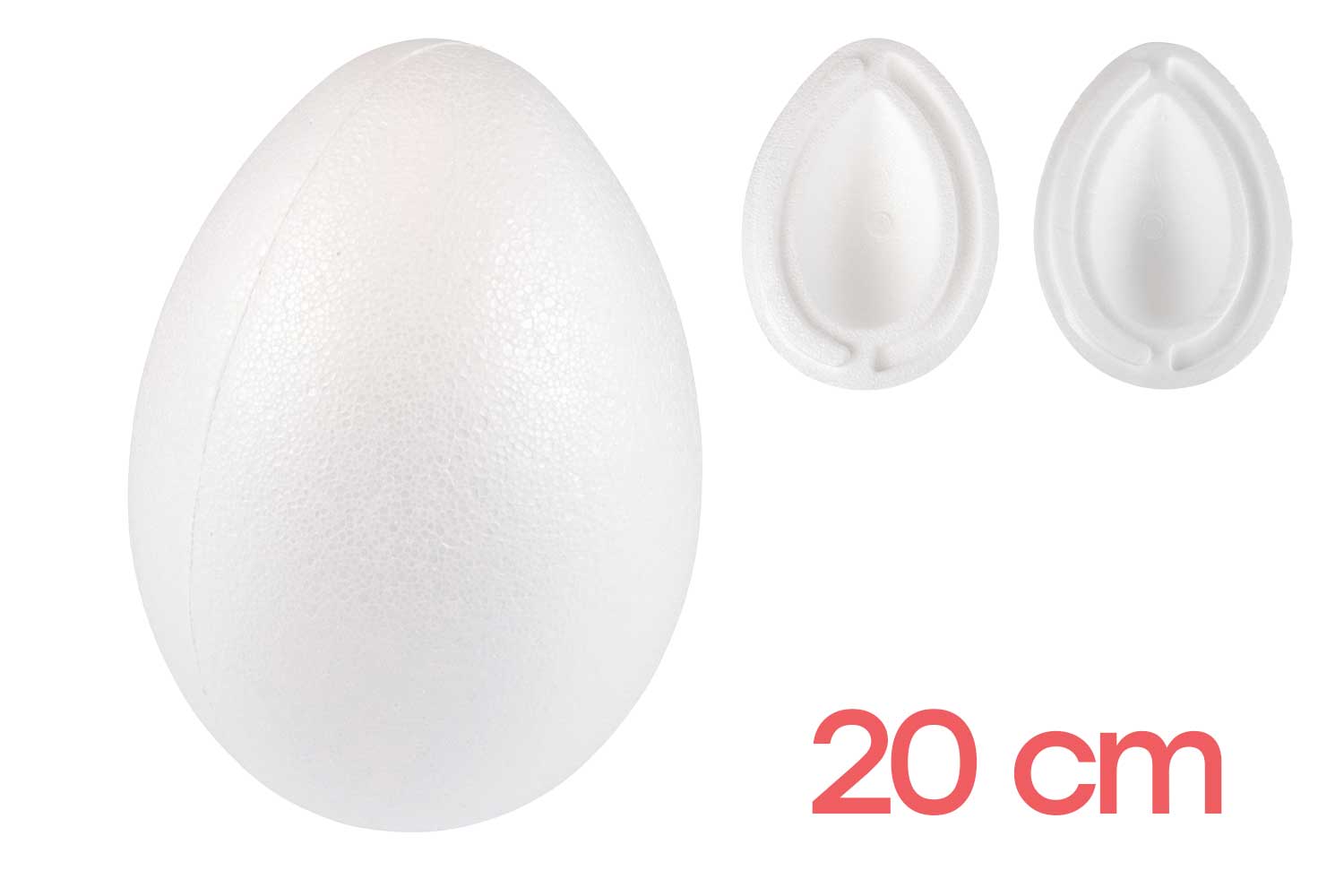 Gros oeuf polystyrène en 2 parties Ø 14 cm - Hauteur : 20 cm