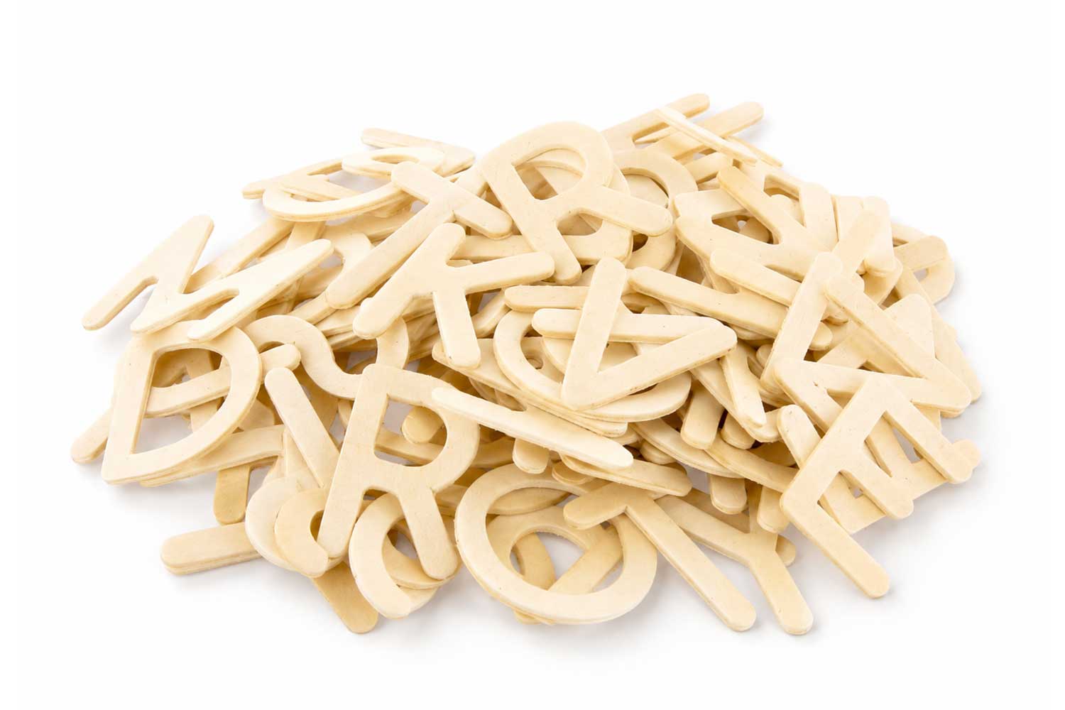 Lettres majuscules en bois naturel - 104 pièces