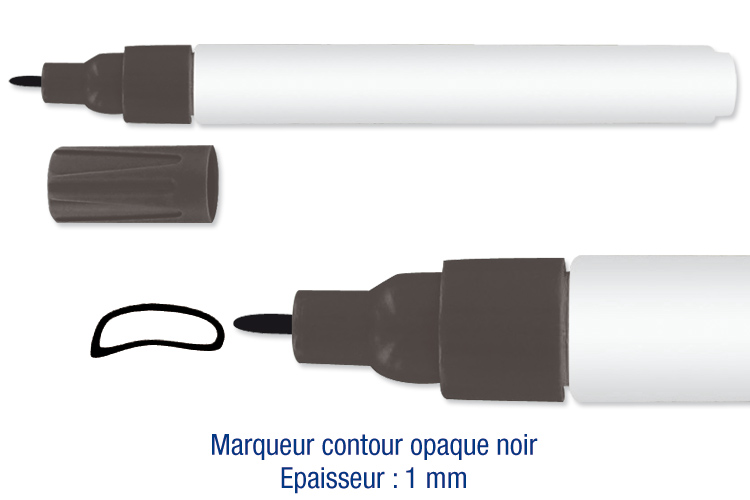 Marqueur contour opaque noir. Epaisseur : 1 mm