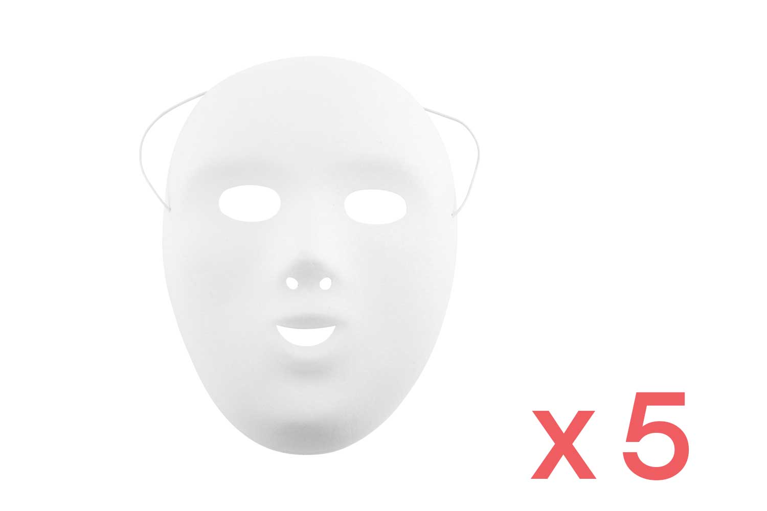 Masques blancs, taille enfant - 5 pièces