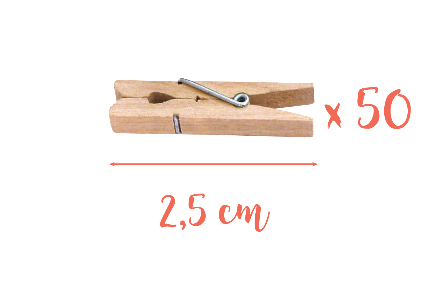 Mini pinces à linge 2,5 cm - 50 pièces