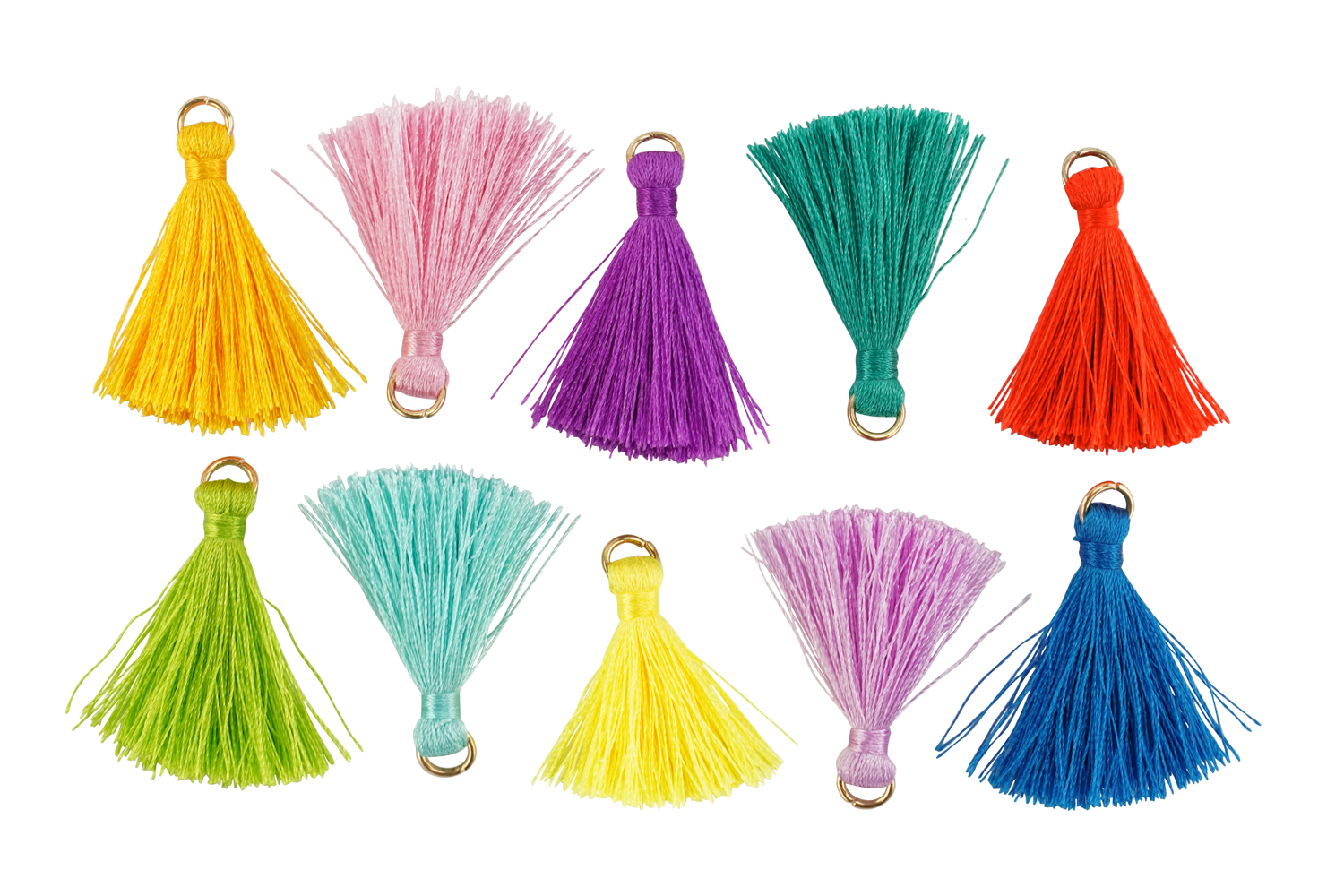 Mini pompons avec anneau - 10 pièces