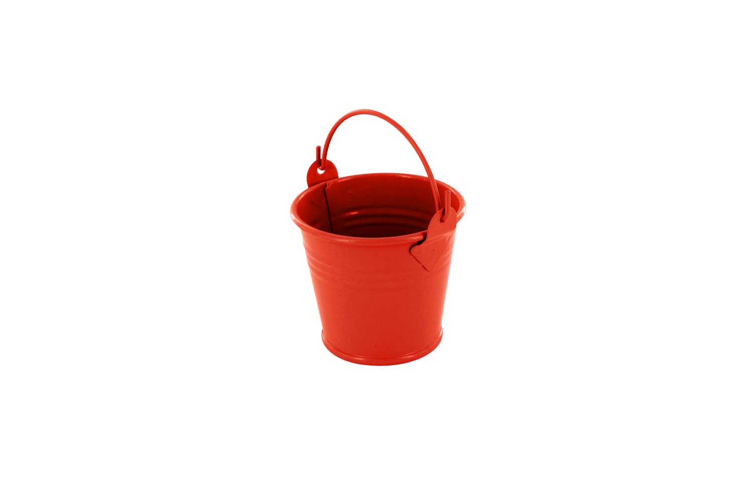 Seau en métal rouge