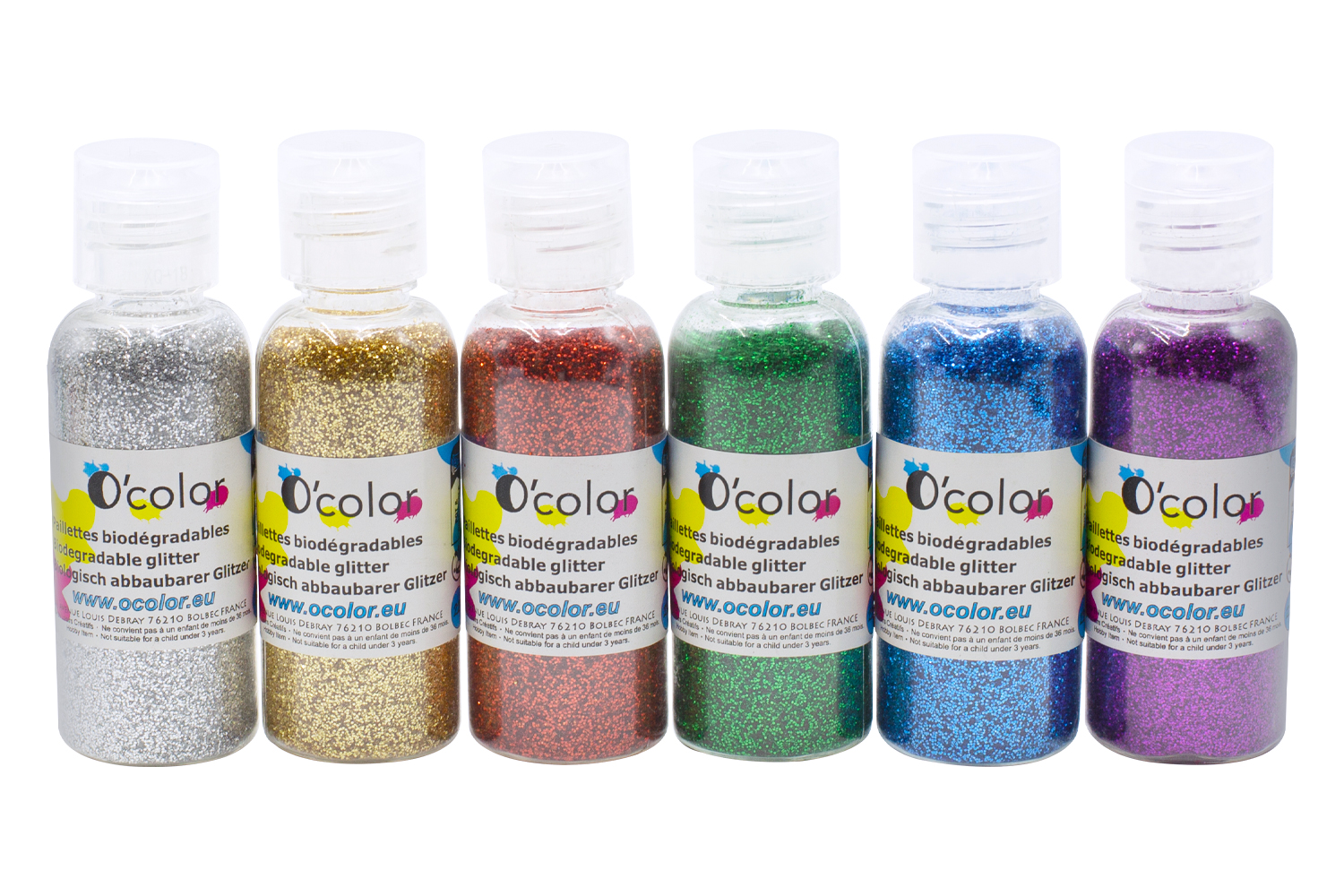 Paillettes biodégradables ultrafines - 6 flacons