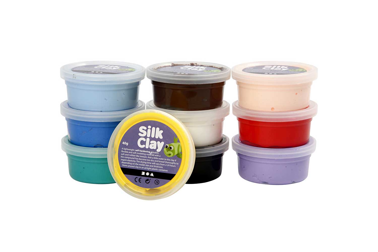 Pâtes à modeler Silk Clay, couleurs classiques - 10 pots
