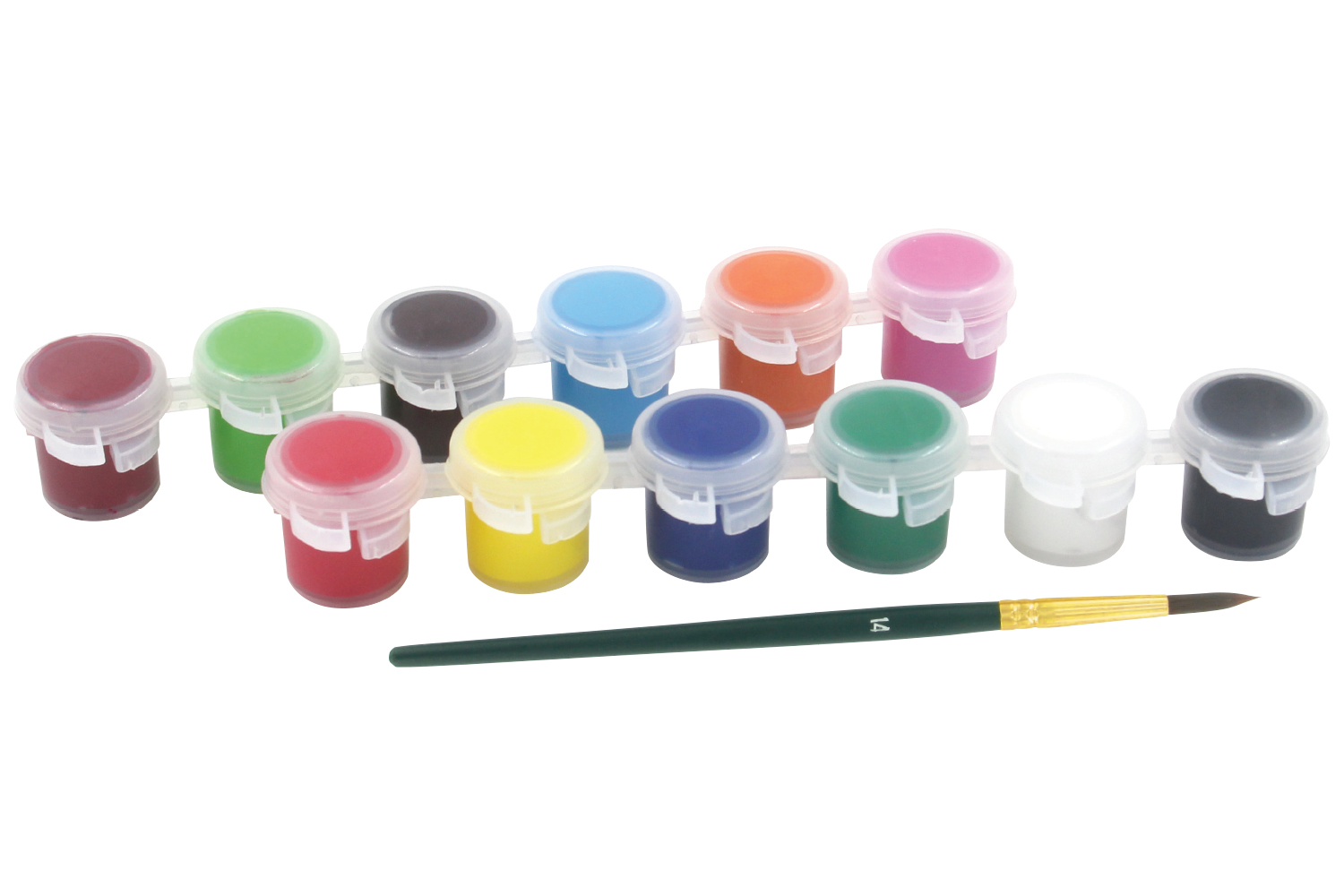 Peinture acrylique - 12 godets de 6 ml  + 1 pinceau